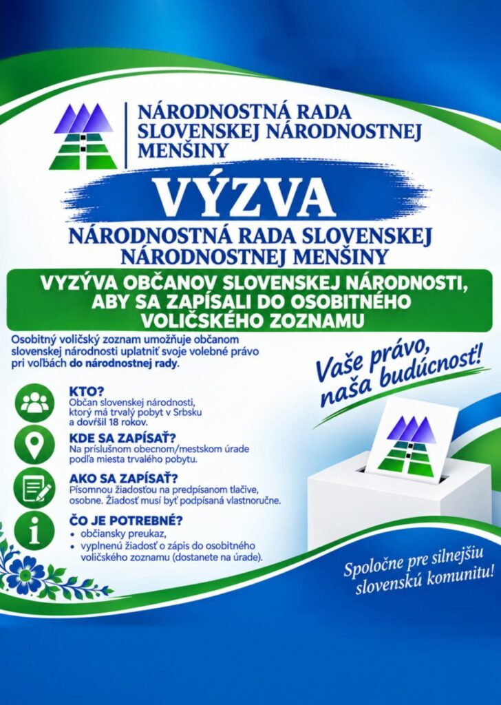 Výzva občanov slovenskej národnosti, aby sa zapísali do osobytného voličského zoznamu